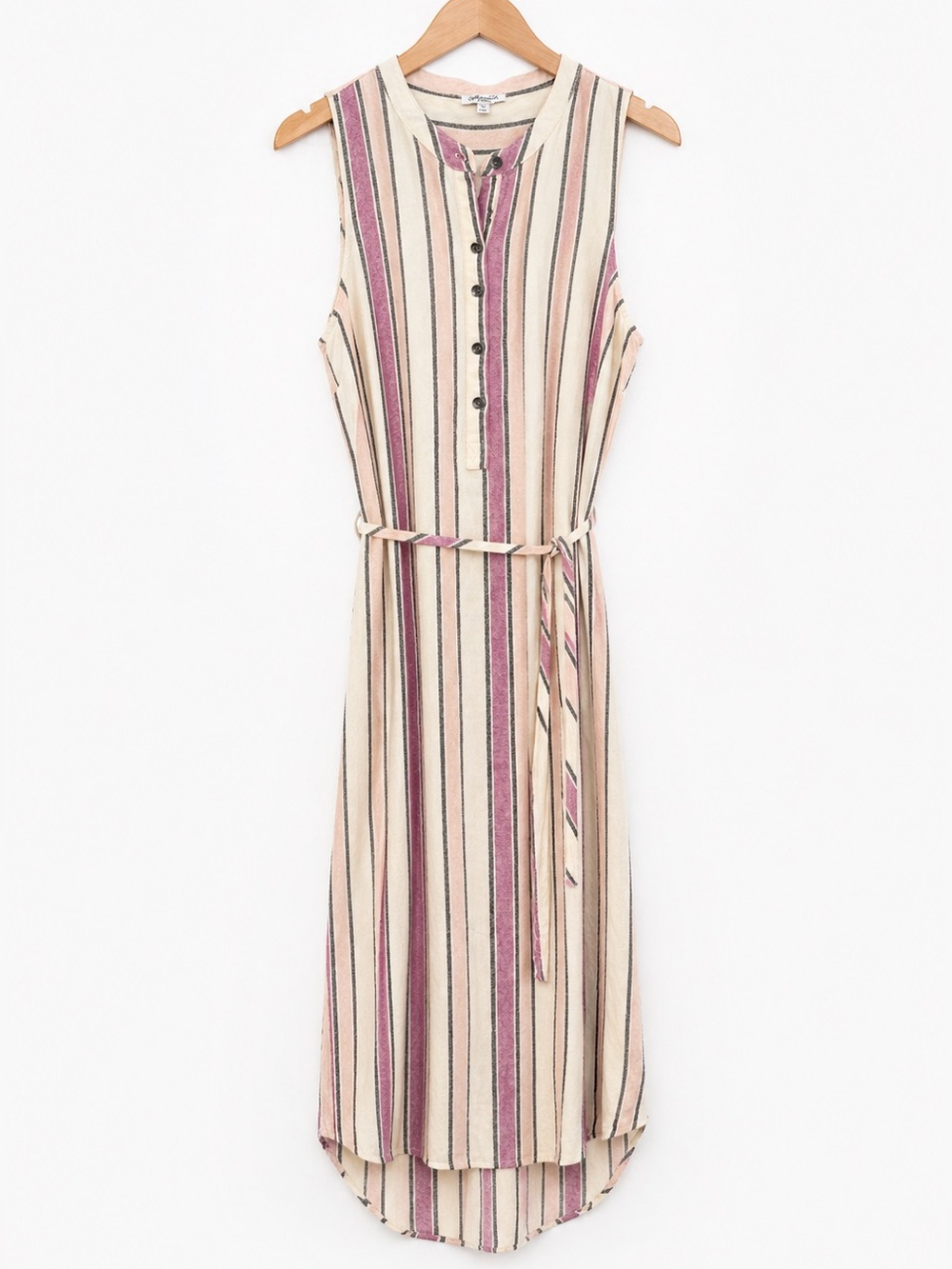 Splendid Striped Sleeveless Midi Dress Belted XS